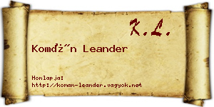Komán Leander névjegykártya